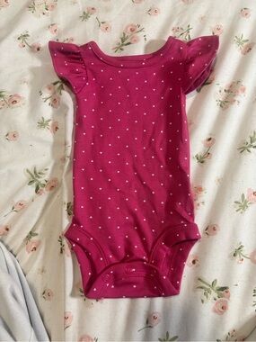Carter's Deep Pink Heart Flutter-Sleeve Bodysuit